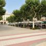 Het centrale plein van de stad, Plaça de la Fira, met zijn vele terrasjes