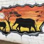 Muren beschilderd met wilde dieren